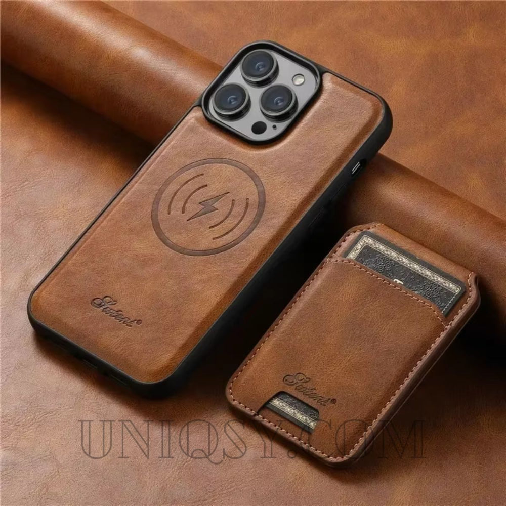 MagSafe 2-in-1 Detachable Leather Wallet iPhone Case – Shockproof & Wireless Charging Compatible