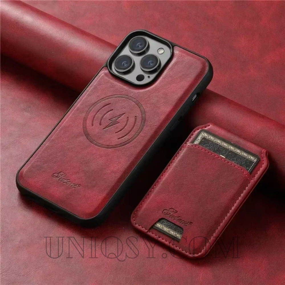 MagSafe 2-in-1 Detachable Leather Wallet iPhone Case – Shockproof & Wireless Charging Compatible