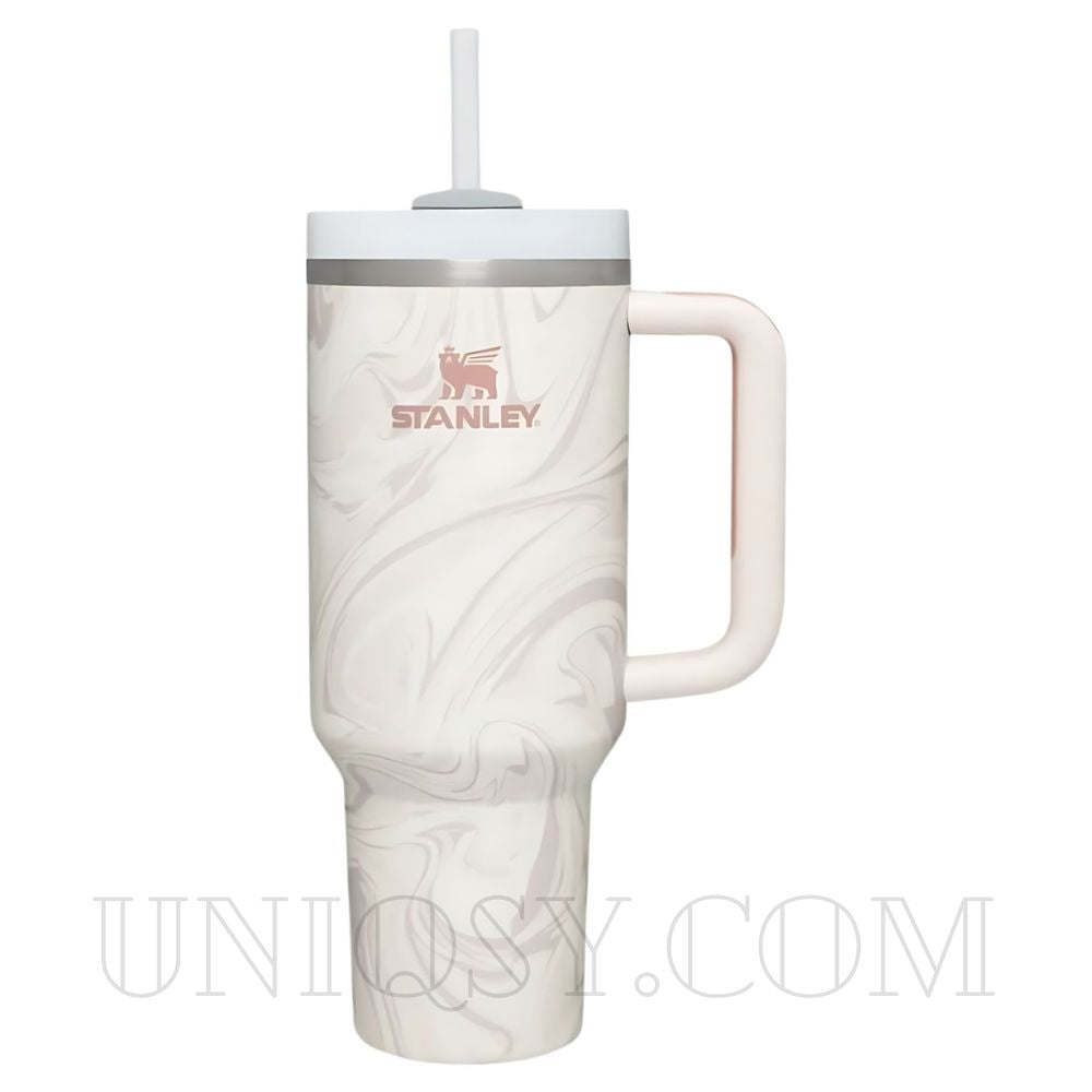 Stanley 40 OZ Tumbler Rose Quartz Swirl – Elegant Stanley Mug, Cup & Quencher for Hot & Cold Drinks