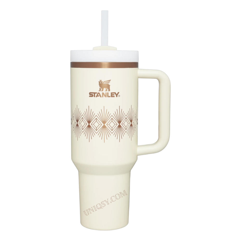 Stanley 40 OZ Tumbler Cream Gloss Deco – Stylish Stanley Mug, Cup & Quencher for Hot & Cold Drinks