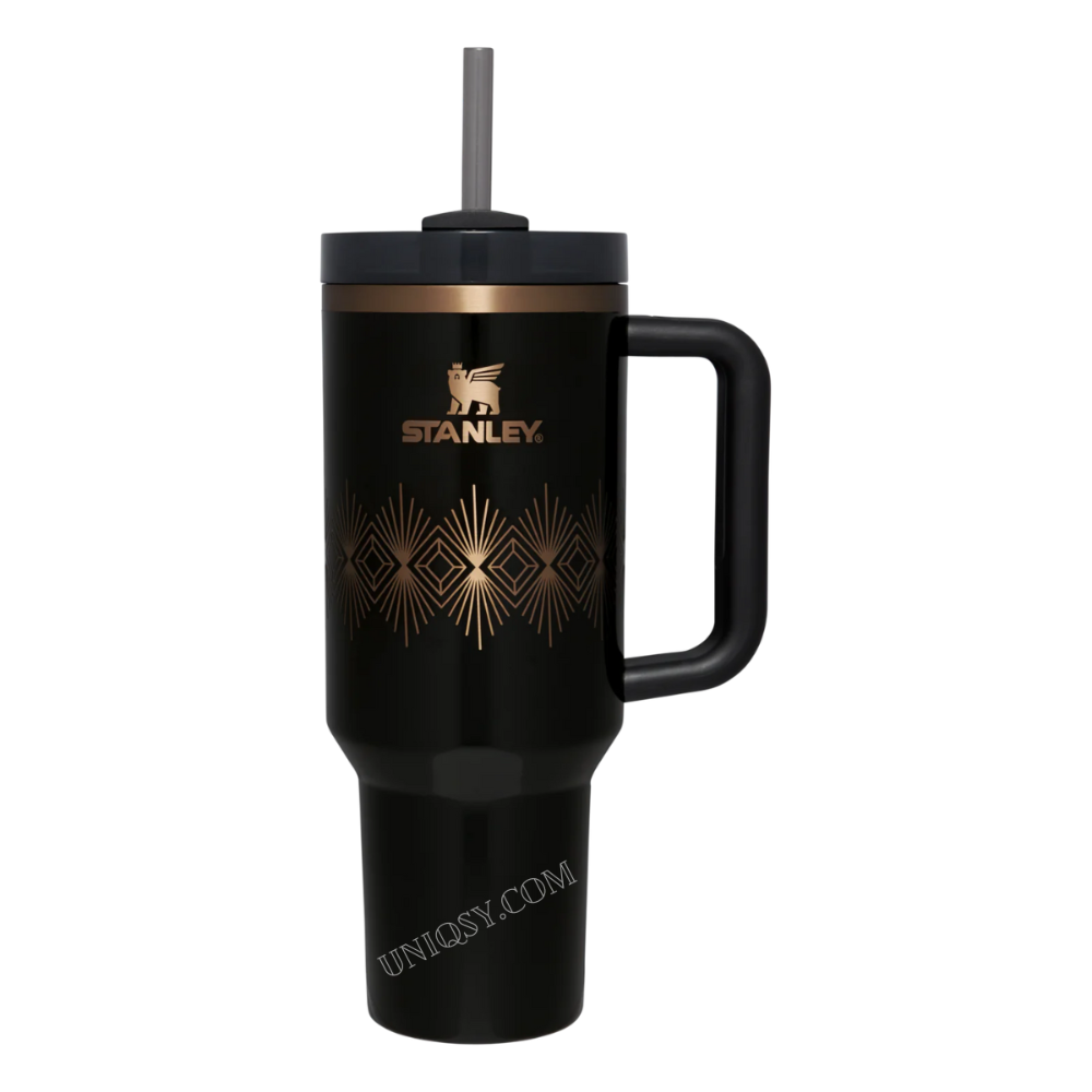 Stanley 40 OZ Tumbler Black Gloss Deco – Premium Stanley Mug, Cup & Quencher for Hot & Cold Drinks