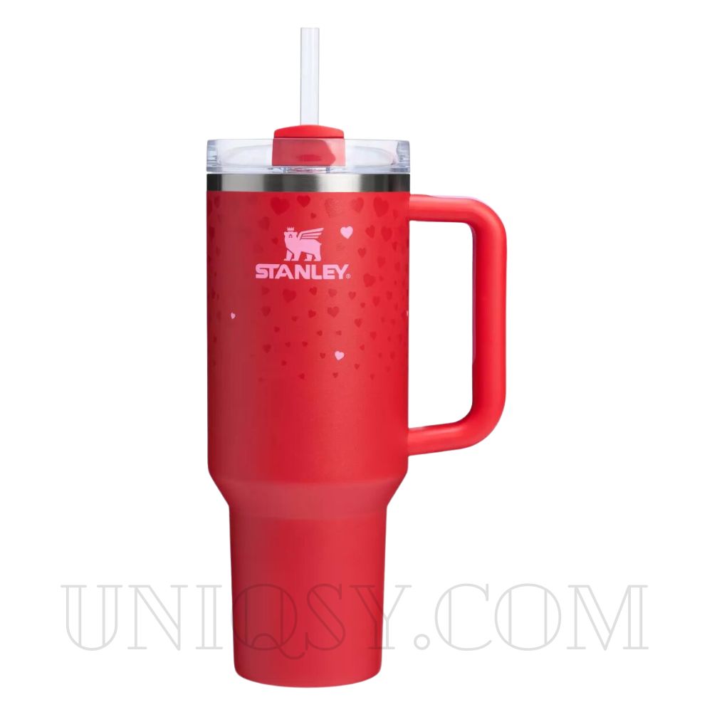 Stanley 40 OZ Tumbler Target Red – Limited Edition Valentine's Day Stanley Mug, Cup & Quencher with Hearts Design