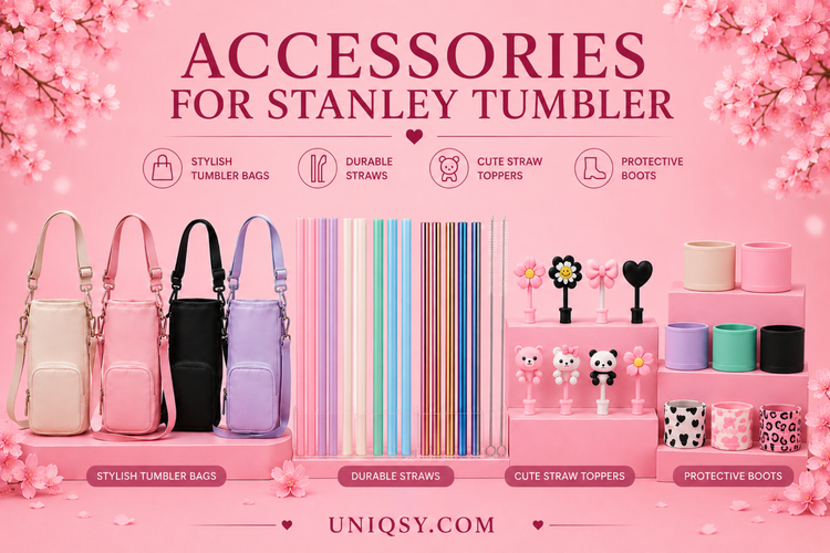Stylish and functional Stanley accessories, including lids, straws, and other add-ons, designed to enhance your Stanley tumblers.