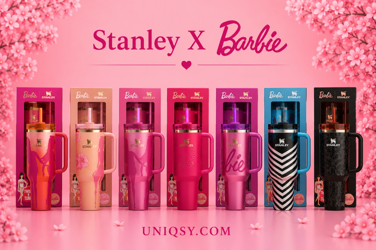 Stanley tumblers featuring playful and vibrant Barbie designs, combining fun, style, and durability for every Barbie fan.