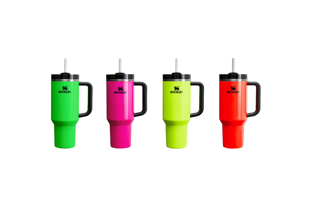 Vibrant Stanley Tumblers from the Neon collection, designed with bright, eye-catching colors and durable construction for everyday use.