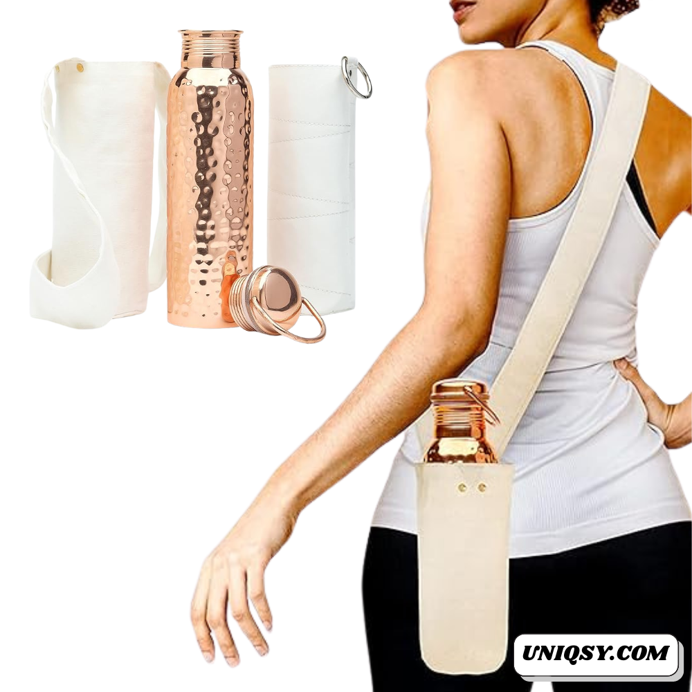 Leak-proof cap of 34oz hammered copper water bottle – top view highlighting secure seal.