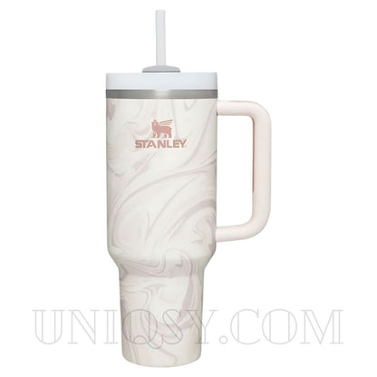 Stanley 40 OZ Tumbler Rose Quartz Swirl – Elegant Stanley Mug, Cup & Quencher for Hot & Cold Drinks