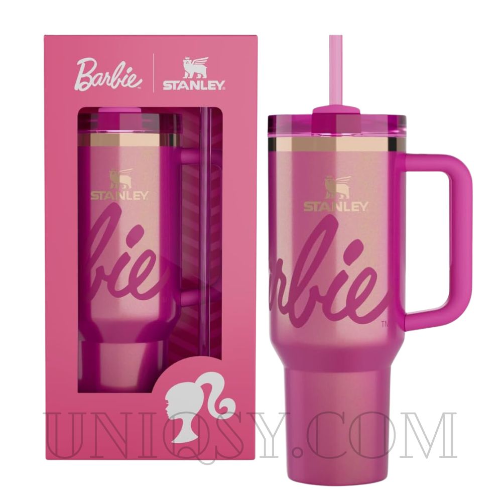 Stanley 40 OZ Tumbler Barbie Icon – Limited Edition Pink Stanley Mug, Cup & Quencher for Hot & Cold Drinks