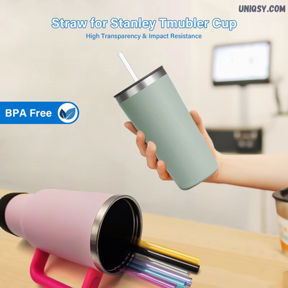 6 pcs Straws 10 mm with cleaning brush  for stanley quencher multicolor