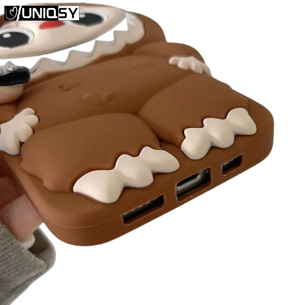 Labubu 3D brown iPhone case – cute and shockproof