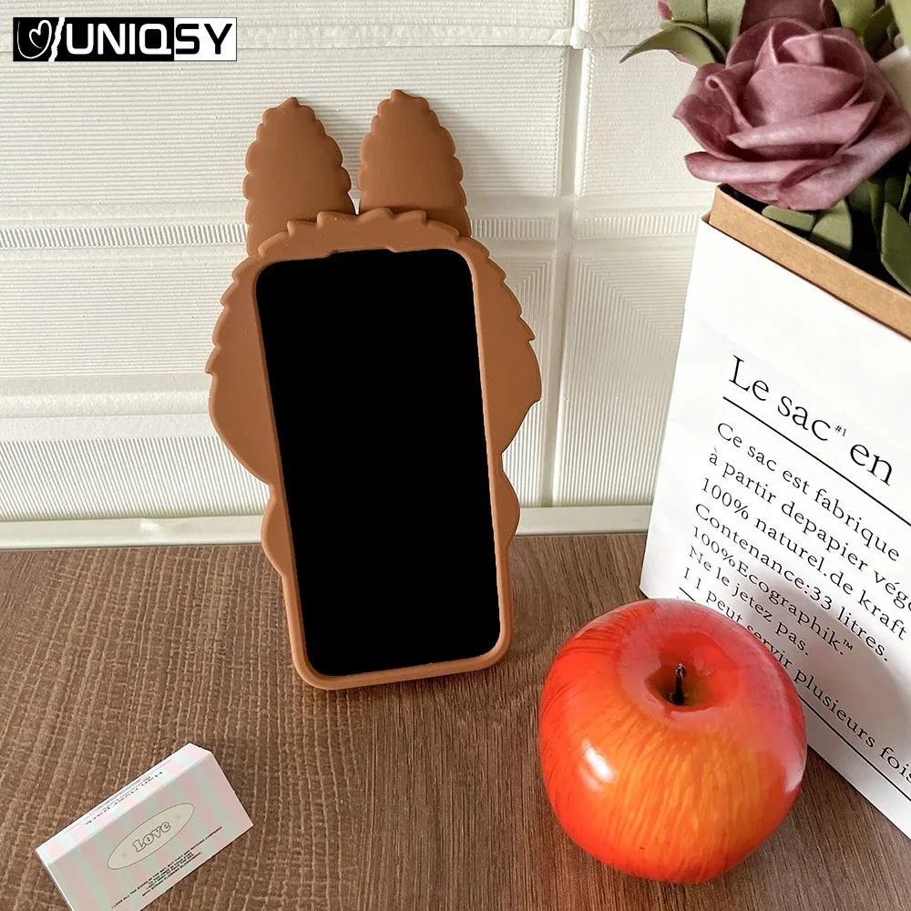 Labubu soft brown silicone iPhone case – shockproof cover