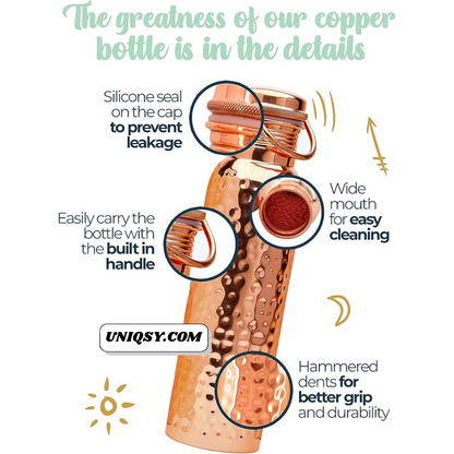 Copper water bottle in daily use – healthy hydration inspired by ancient Ayurvedic wellness.