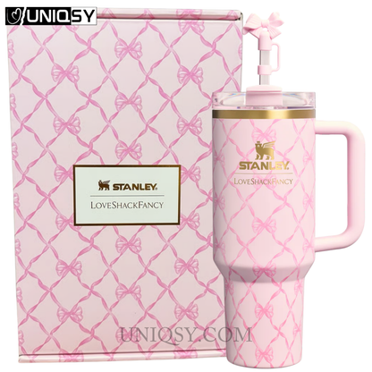 Stanley LoveShackFancy Baby Bow Pink Peppermint quencher tumbler 40 oz
