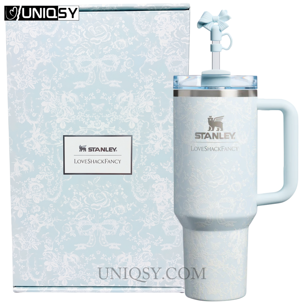 Stanley LoveShackFancy Toscana Toile Alpine Blue quencher tumbler 40 oz
