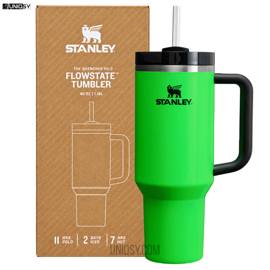 Stanley 40 OZ Tumbler Neon Green – Bold Stanley Mug, Cup & Quencher for Hot & Cold Drinks